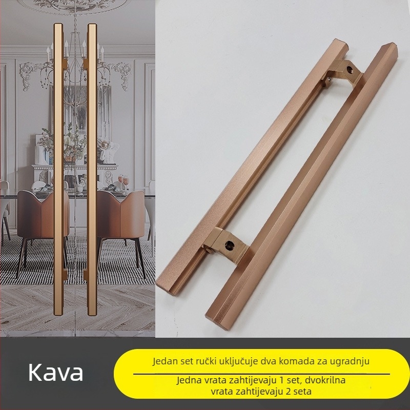 Set aluminijskih ručki za staklena vrata s okvirima, s nagibnim podom i oprugom, za klizna vrata