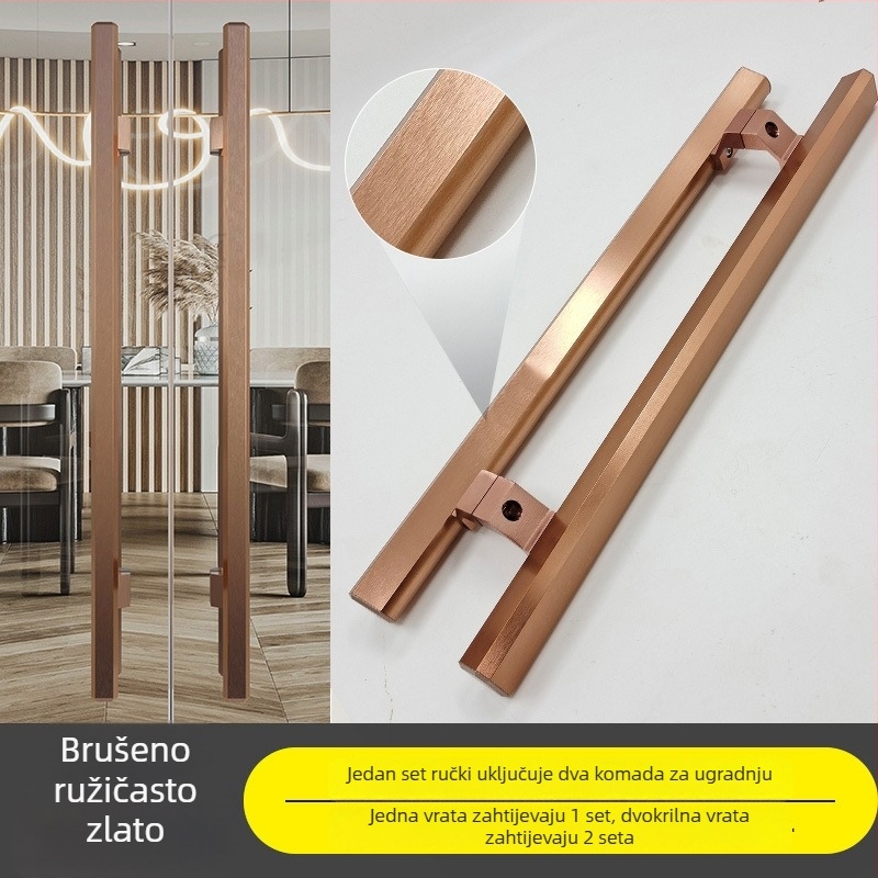 Set aluminijskih ručki za staklena vrata s okvirima, s nagibnim podom i oprugom, za klizna vrata