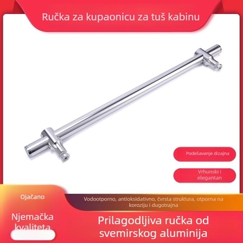Držač za staklena vrata tuša, aluminijska zlitina, prilagodljiva razdaljina otvora, prilagodljivo obrađivanje, moderni minimalistički stil
