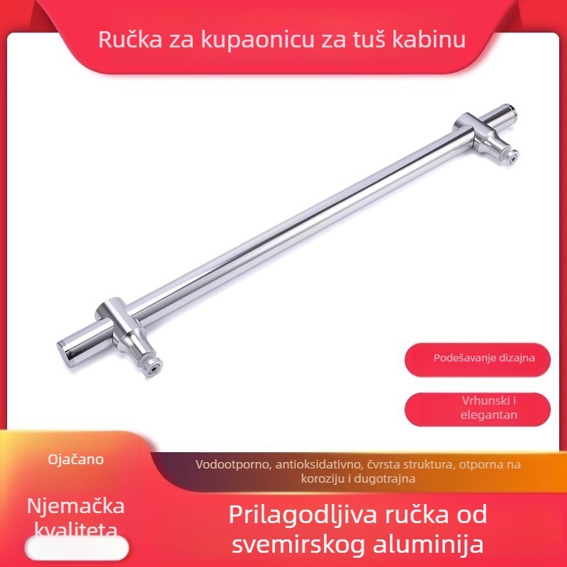 Držač za staklena vrata tuša, aluminijska zlitina, prilagodljiva razdaljina otvora, prilagodljivo obrađivanje, moderni minimalistički stil