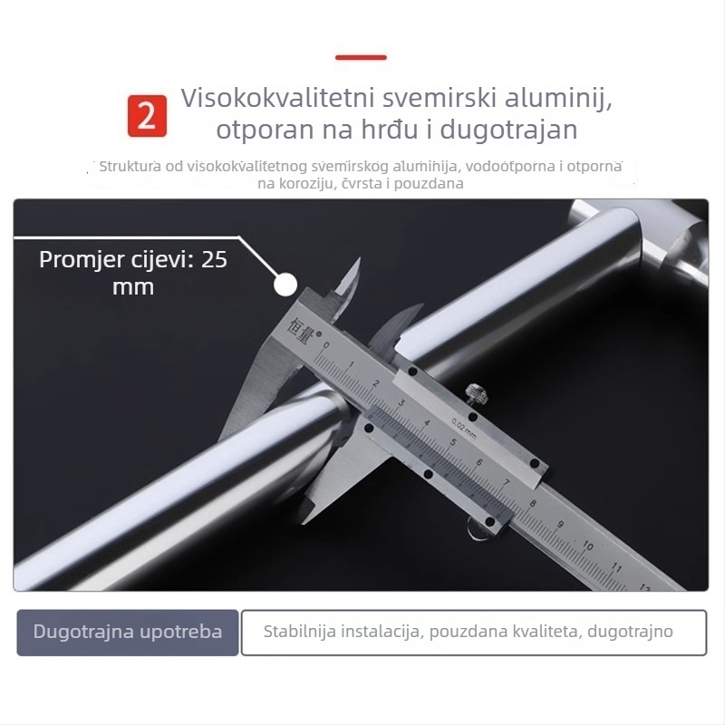 Držač za staklena vrata tuša, aluminijska zlitina, prilagodljiva razdaljina otvora, prilagodljivo obrađivanje, moderni minimalistički stil