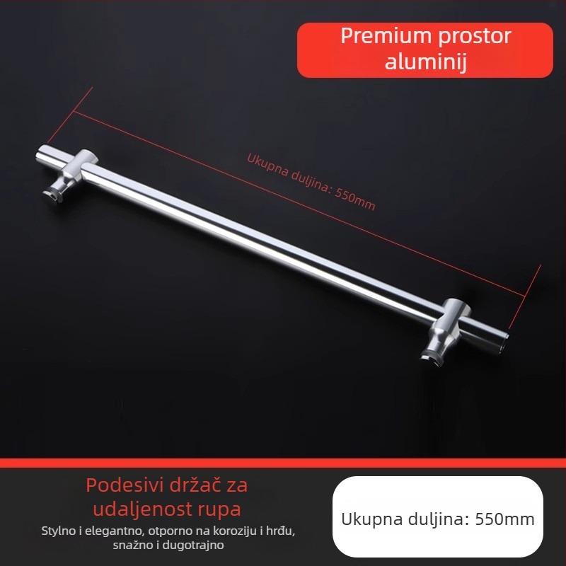 Držač za staklena vrata tuša, aluminijska zlitina, prilagodljiva razdaljina otvora, prilagodljivo obrađivanje, moderni minimalistički stil