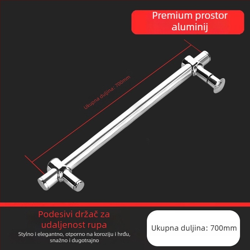 Držač za staklena vrata tuša, aluminijska zlitina, prilagodljiva razdaljina otvora, prilagodljivo obrađivanje, moderni minimalistički stil