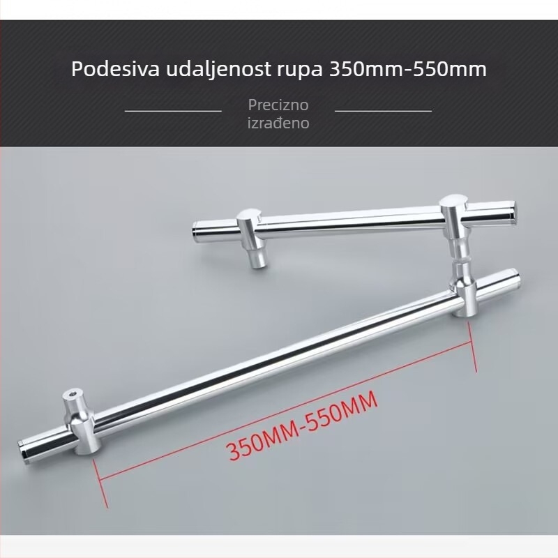 Držač za staklena vrata tuša, aluminijska zlitina, prilagodljiva razdaljina otvora, prilagodljivo obrađivanje, moderni minimalistički stil
