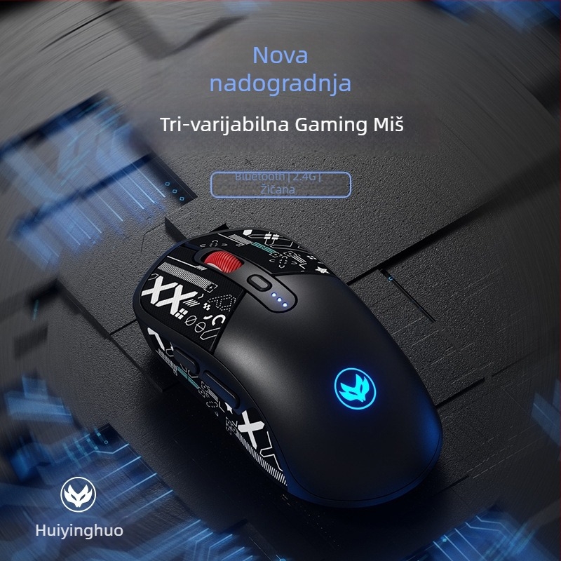 Hot Silver Fox fotoelektrična miš – USB sučelje, 10000 DPI, 6 tipki, žična + 2.4G bežična, punjiva