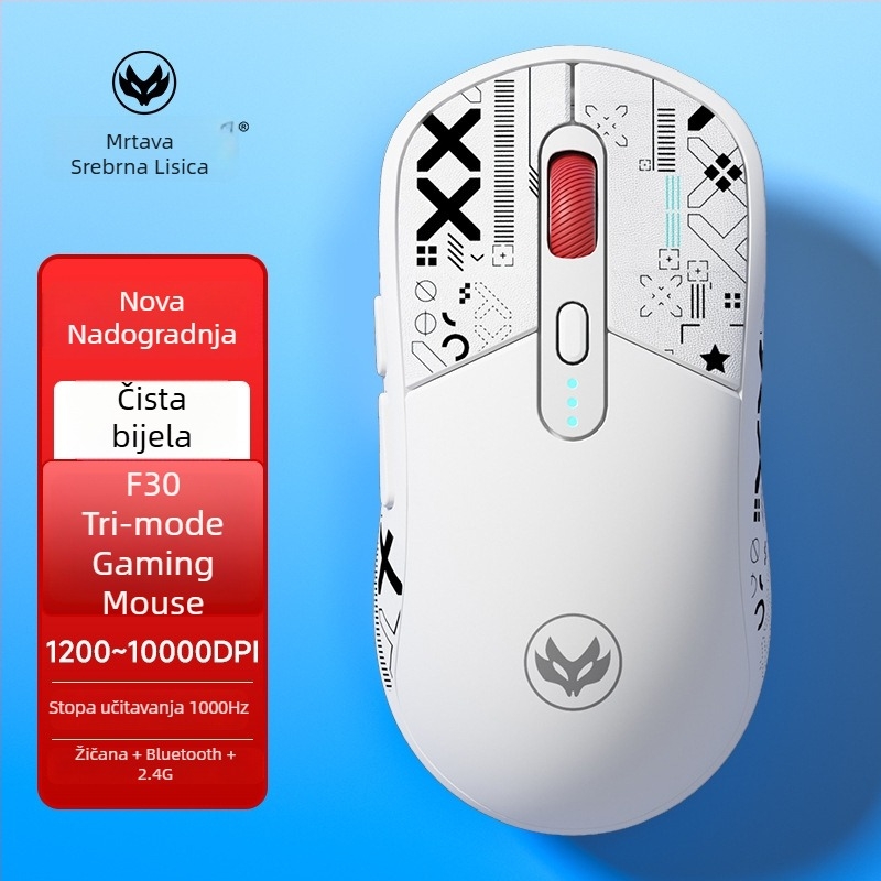 Hot Silver Fox fotoelektrična miš – USB sučelje, 10000 DPI, 6 tipki, žična + 2.4G bežična, punjiva