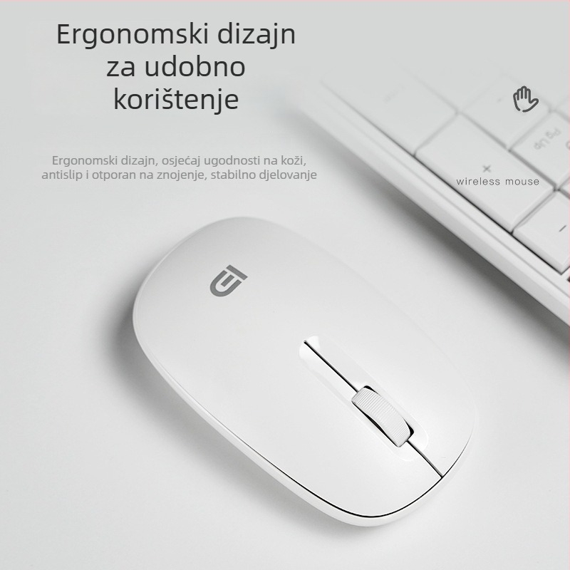 Bežična miška USB, 2,4 GHz, 1000dpi optično, 3 tipke, ergonomski dizajn