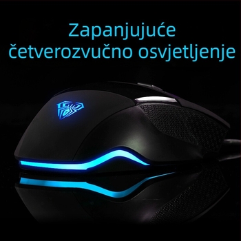 Žičana gaming miša s makro programiranjem, 6 tipki, DPI 2000, USB, ergonomski dizajn