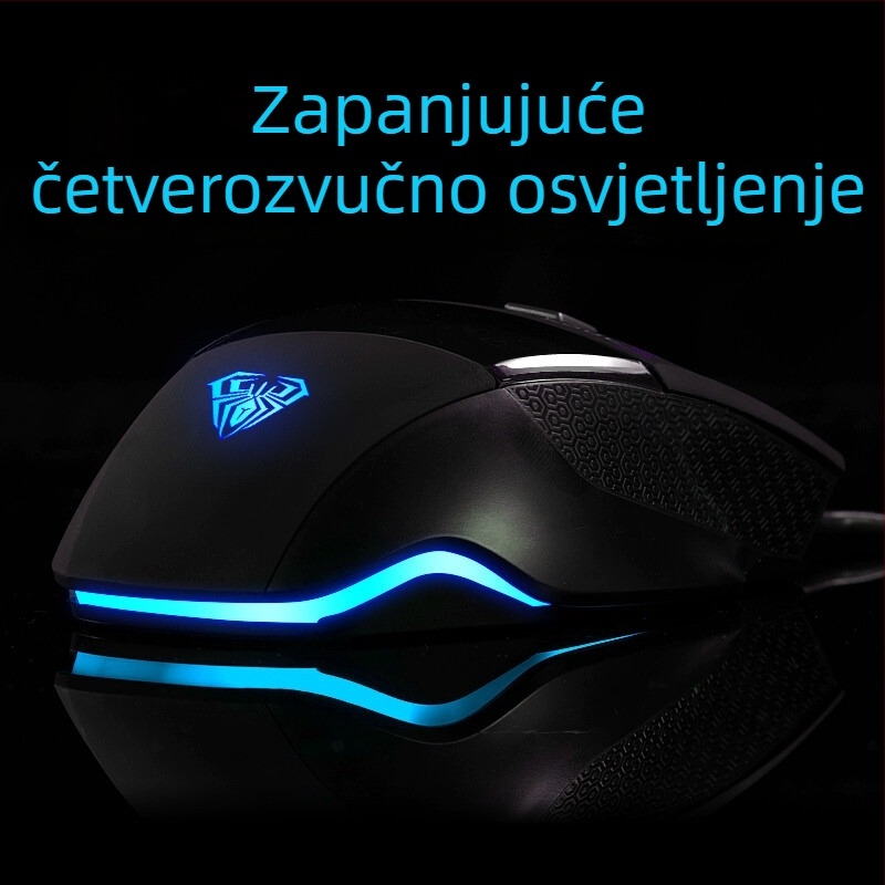 Žičana gaming miša s makro programiranjem, 6 tipki, DPI 2000, USB, ergonomski dizajn