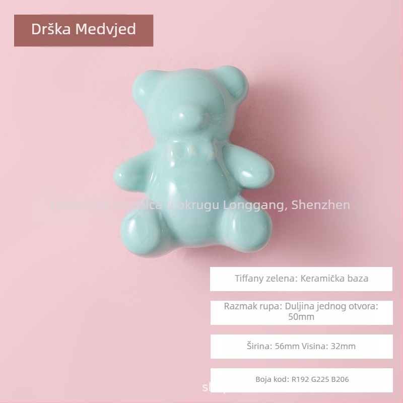 Ručka Teddy Bear za ormar i ladicu - keramika, šarena glazura, model 546, Peng E