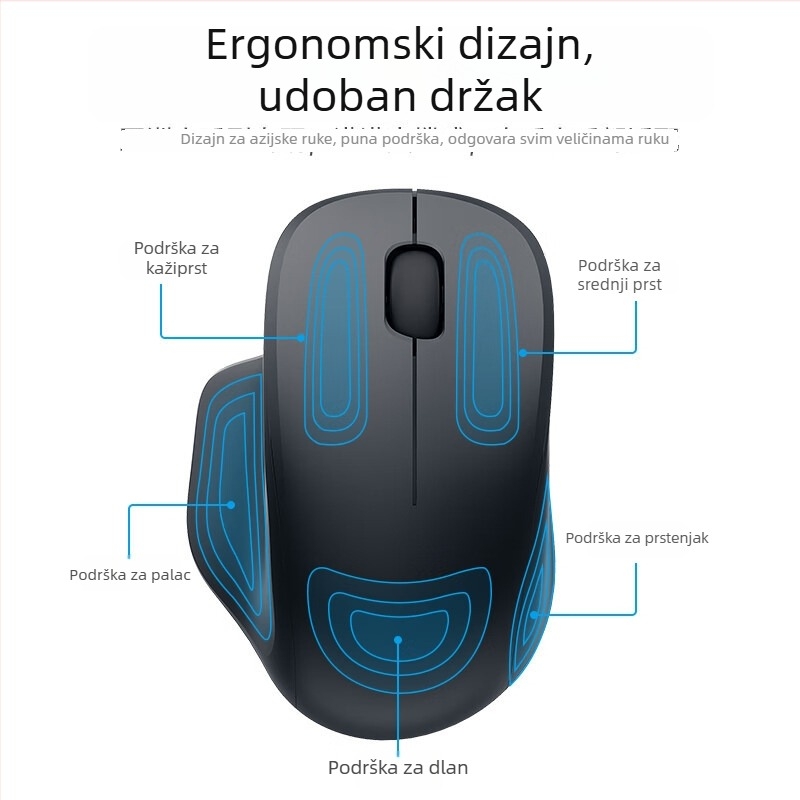 Bežična miš USB/Bluetooth dualni način, 1600 DPI, 2 tipke, Plug-and-Play