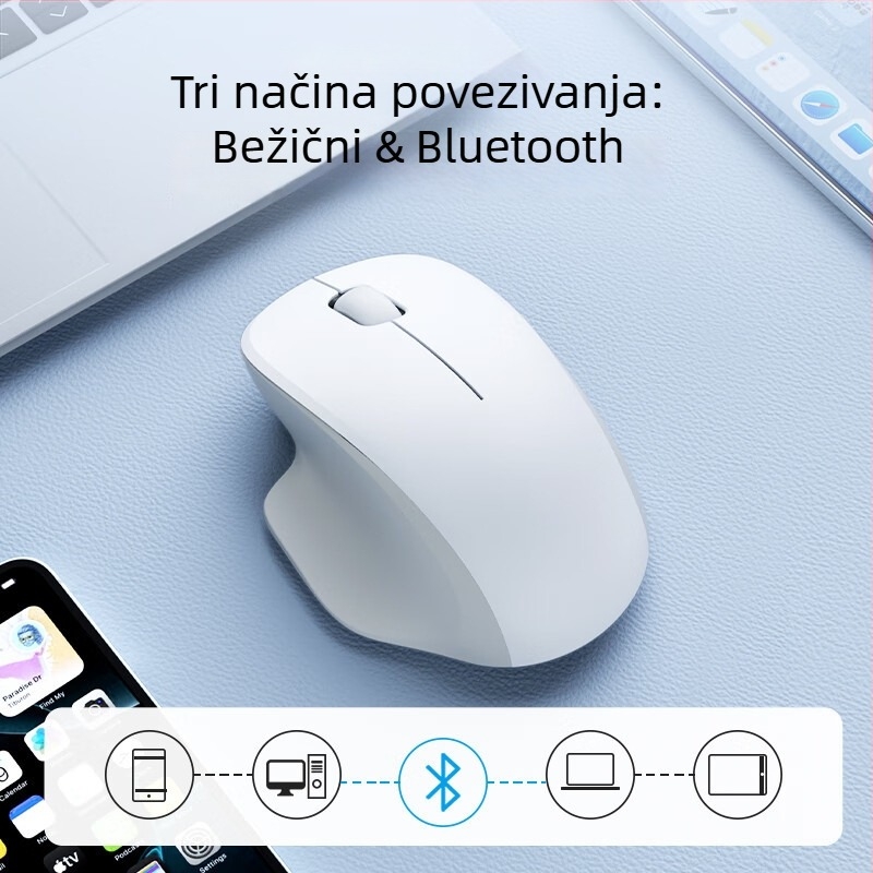 Bežična miš USB/Bluetooth dualni način, 1600 DPI, 2 tipke, Plug-and-Play