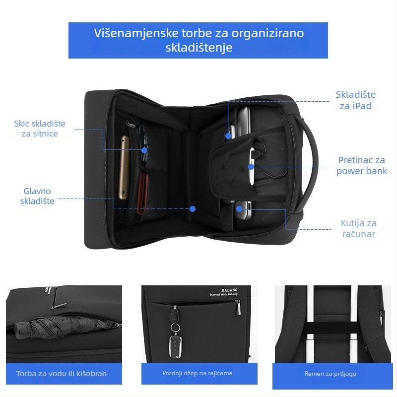 Barang Unisex minimalistički poslovni ruksak - lagan, velik kapacitet, Oxford tkanina, pogodan za 15-inčni prijenosnik