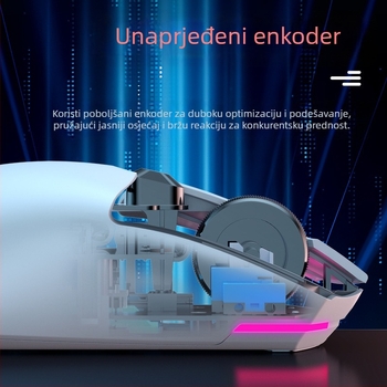 Gaming miš s PAW3311 senzorom, 12000 DPI, tri načina povezivanja: žični, 2.4G i Bluetooth, 1000Hz polling, težina 59 g