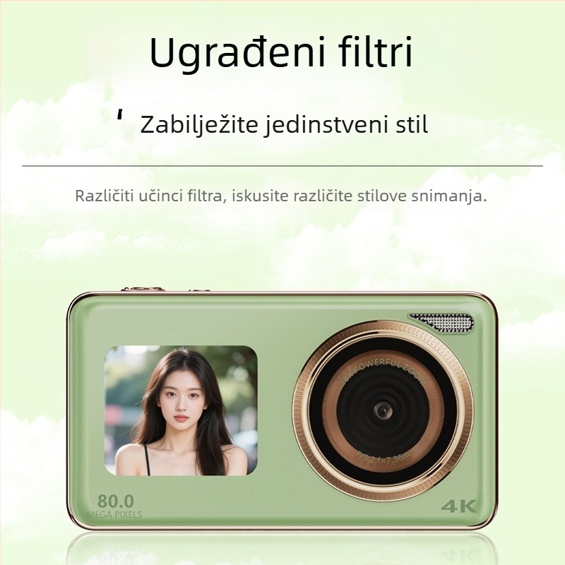 Studentska digitalna kamera s prednjom i stražnjom dvostrukom kamerom, 18x optički zoom, CMOS senzor 12 MP, 3,0 inčni LCD, 1080p video, elektronička stabilizacija