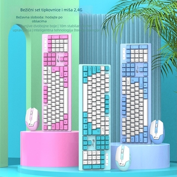 Bežični skup tastature i miša T906, 104 tipke, 2.4GHz, 1600 DPI, Plug‑and‑Play, ergonomski dizajn