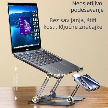 2-in-1 nosač za laptop i telefon, uspravni podesivi stolni stalak, držač tipkovnice na radnoj površini, ugljični čelik, 1.35 kg