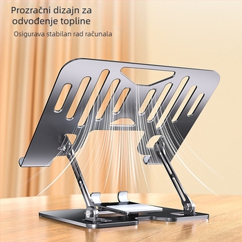 2-in-1 nosač za laptop i telefon, uspravni podesivi stolni stalak, držač tipkovnice na radnoj površini, ugljični čelik, 1.35 kg
