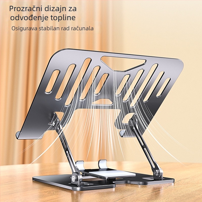 2-in-1 nosač za laptop i telefon, uspravni podesivi stolni stalak, držač tipkovnice na radnoj površini, ugljični čelik, 1.35 kg