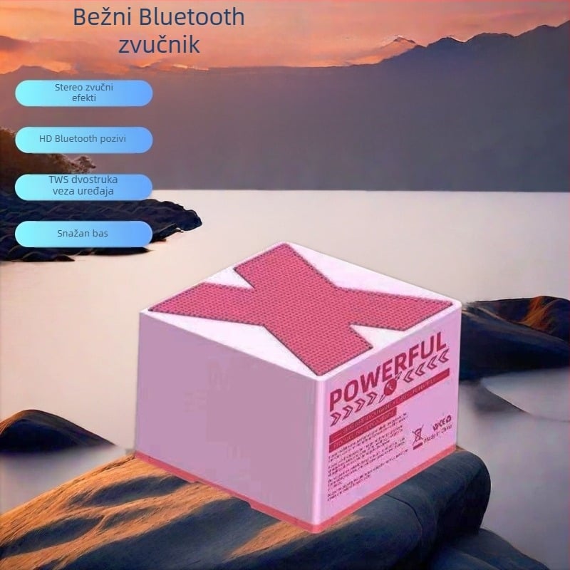 Bluetooth X3 prenosni mini vanjski zvučnik – BT 5.0, ugrađena baterija 300–500 mAh, snaga 5 W, domet 10 m, SNR ≥70 dB