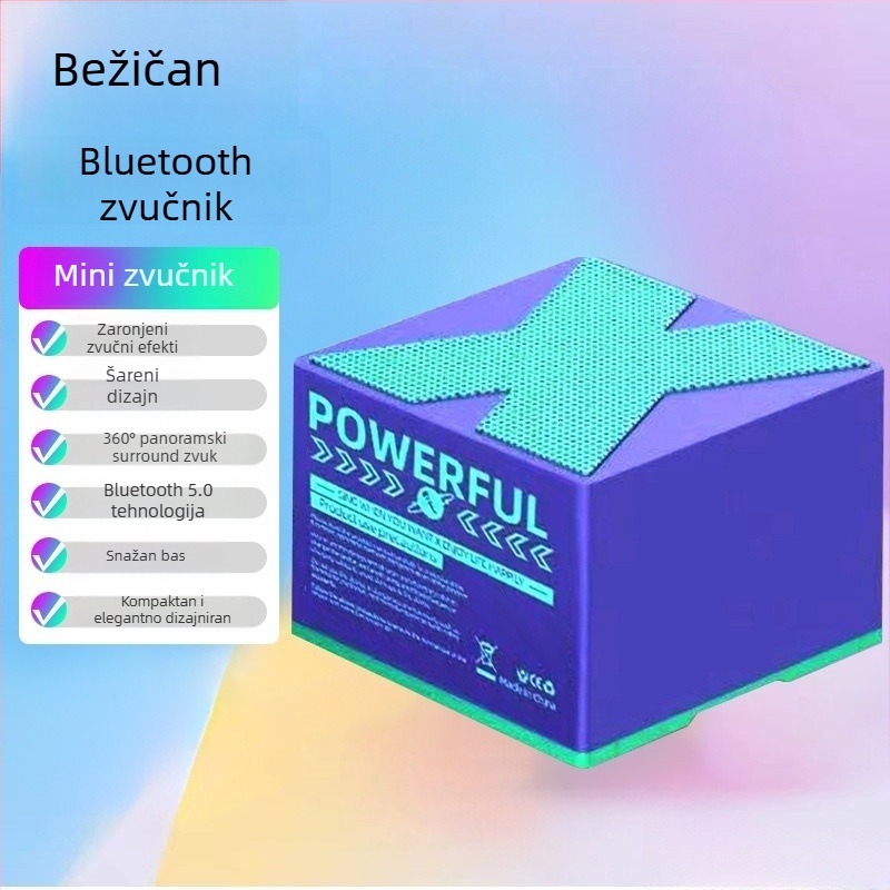 Bluetooth X3 prenosni mini vanjski zvučnik – BT 5.0, ugrađena baterija 300–500 mAh, snaga 5 W, domet 10 m, SNR ≥70 dB