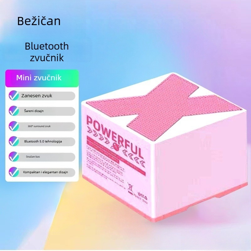Bluetooth X3 prenosni mini vanjski zvučnik – BT 5.0, ugrađena baterija 300–500 mAh, snaga 5 W, domet 10 m, SNR ≥70 dB