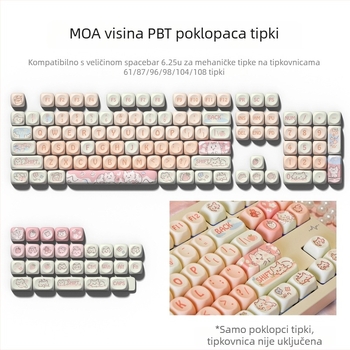 MOA Set kapica za mehaničku tipkovnicu, termalna sublimacija, kompatibilno s 75%/98% rasporedima, 98+ tipki, plastika