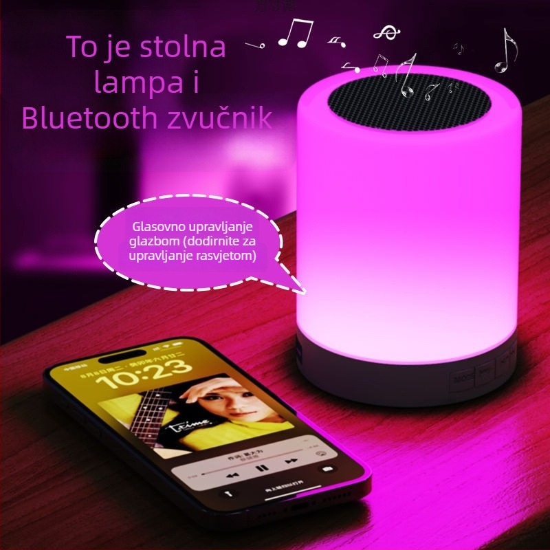 Bluetooth zvučnik s ambijentalnim osvjetljenjem i dodirnom lampom, bežični zvuk s subwooferom