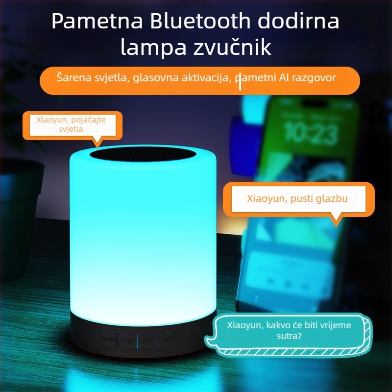 Bluetooth zvučnik s ambijentalnim osvjetljenjem i dodirnom lampom, bežični zvuk s subwooferom
