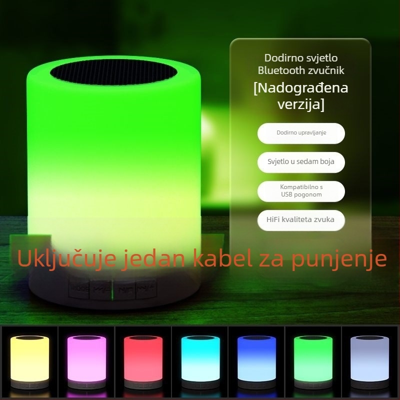 Bluetooth zvučnik s ambijentalnim osvjetljenjem i dodirnom lampom, bežični zvuk s subwooferom