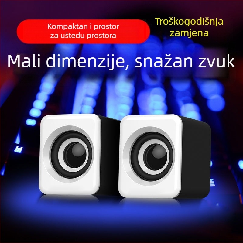 Desktop zvučnik sa subwooferom, USB i Bluetooth povezivanje; 40 Hz–20 kHz; SNR ≥100 dB; kućište od aluminijskog legura; ugrađena baterija 1200–2000 mAh