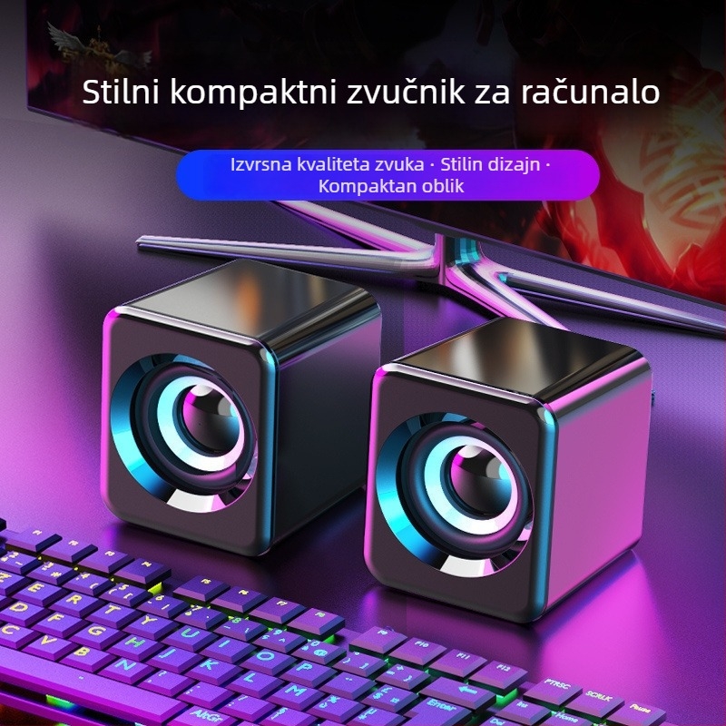 Desktop zvučnik sa subwooferom, USB i Bluetooth povezivanje; 40 Hz–20 kHz; SNR ≥100 dB; kućište od aluminijskog legura; ugrađena baterija 1200–2000 mAh