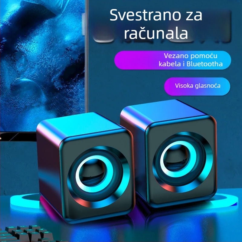 Desktop zvučnik sa subwooferom, USB i Bluetooth povezivanje; 40 Hz–20 kHz; SNR ≥100 dB; kućište od aluminijskog legura; ugrađena baterija 1200–2000 mAh