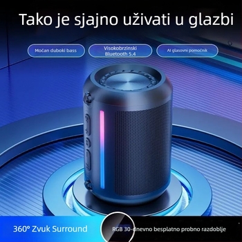 Subwoofer AI Bluetooth zvučnik s dubokim basom, Bluetooth veza, raspon frekvencija 100 Hz–20 kHz, SNR ≥70 dB, ABS kućište, IPX7 vodootpornost