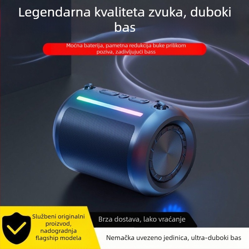 Subwoofer AI Bluetooth zvučnik s dubokim basom, Bluetooth veza, raspon frekvencija 100 Hz–20 kHz, SNR ≥70 dB, ABS kućište, IPX7 vodootpornost