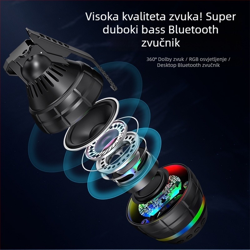 Prijenosni Bluetooth zvučnik s FM radiom, 5W izlaz, ugrađena baterija 1000-1200 mAh, Bluetooth 5.3