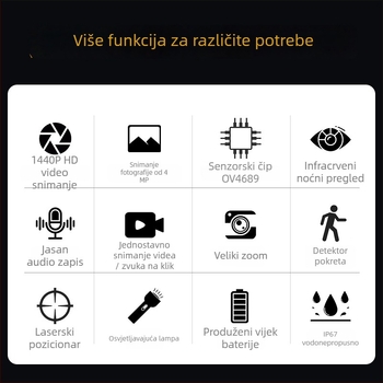 Profesionalna kamera za tijelo s noćnim vidom, 10x optički zoom, 1440P video, snimanje s klipom