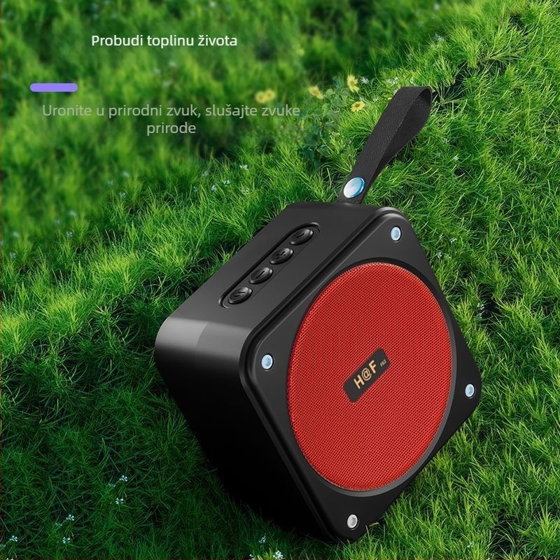 Bluetooth zvučnik sa subwooferom, za vanjsku upotrebu, kompaktni kvadratni mini zvučnik, 100 Hz–20 kHz, SNR ≥70 dB, IPX7, bez ugrađene baterije