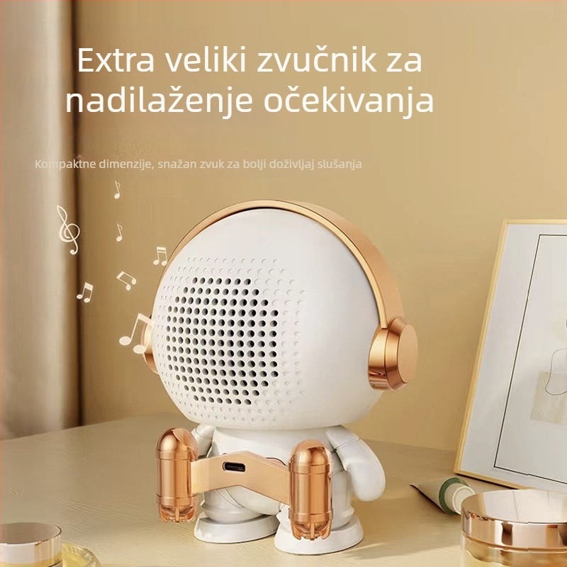 Bežični Bluetooth zvučnik s dizajnom astronauta, kompaktni mini desktop zvučnik, Bluetooth 5.0, ugrađena baterija 4000–6000 mAh, frekvencijski raspon 40 Hz–20 kHz, SNR ≥70 dB, domet 30 m