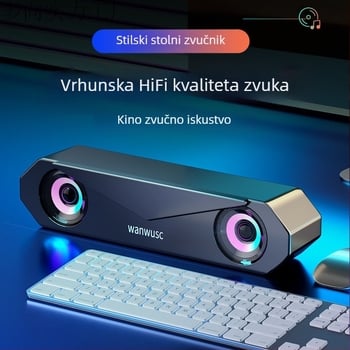 Jeftini stolni zvučnici za računalo s Bluetoothom, USB/3,5 mm kabelskom vezom, srednjebasan, pravokutnog oblika