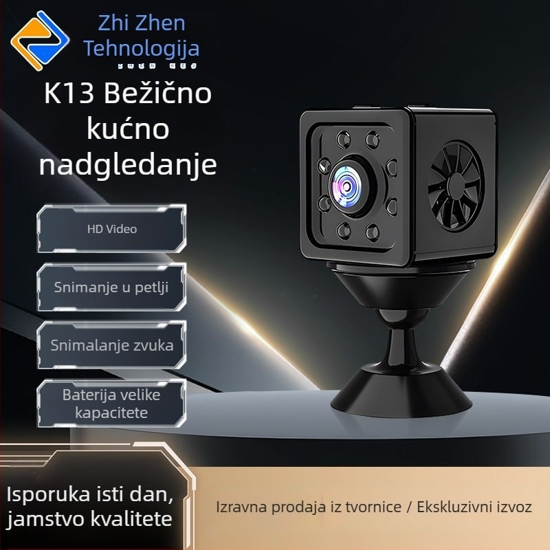 K13 Bežična kamera za unutarnju i vanjsku upotrebu — 1080p, WiFi, TF kartica pohrana, trajanje baterije oko 60 minuta