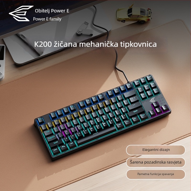 Mehanička tipkovnica, 104 tipke, žična, miješano pozadinsko osvjetljenje, zeleni osni prekidač
