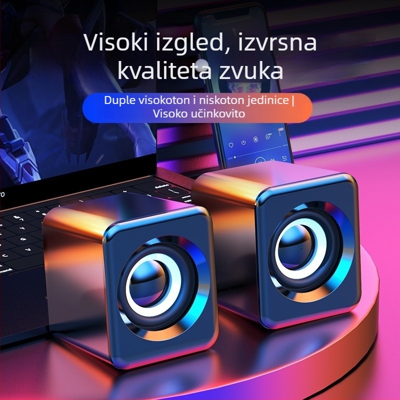 Računalni stolni audio sustav s Bluetoothom, USB-om i 3,5 mm ulazom; frekvencijski odziv 40 Hz–20 kHz; SNR ≥100 dB; IPX4 vodootpornost; ugrađena baterija 1200–2000 mAh