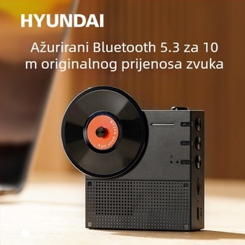 Bluetooth zvučnik za stol s retro rotirajućim dizajnom, 5W, Bluetooth 5.3, 20Hz-20kHz, SNR ≥75 dB, ugrađena baterija 1000–1200mAh