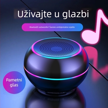 AI Pametni Bežični Bluetooth Mini Zvučnik sa Subwooferom, Prijenosno Aluminijsko Kućište, Ugrađena Baterija, MicroSD Utor, Hands-free Pozivi