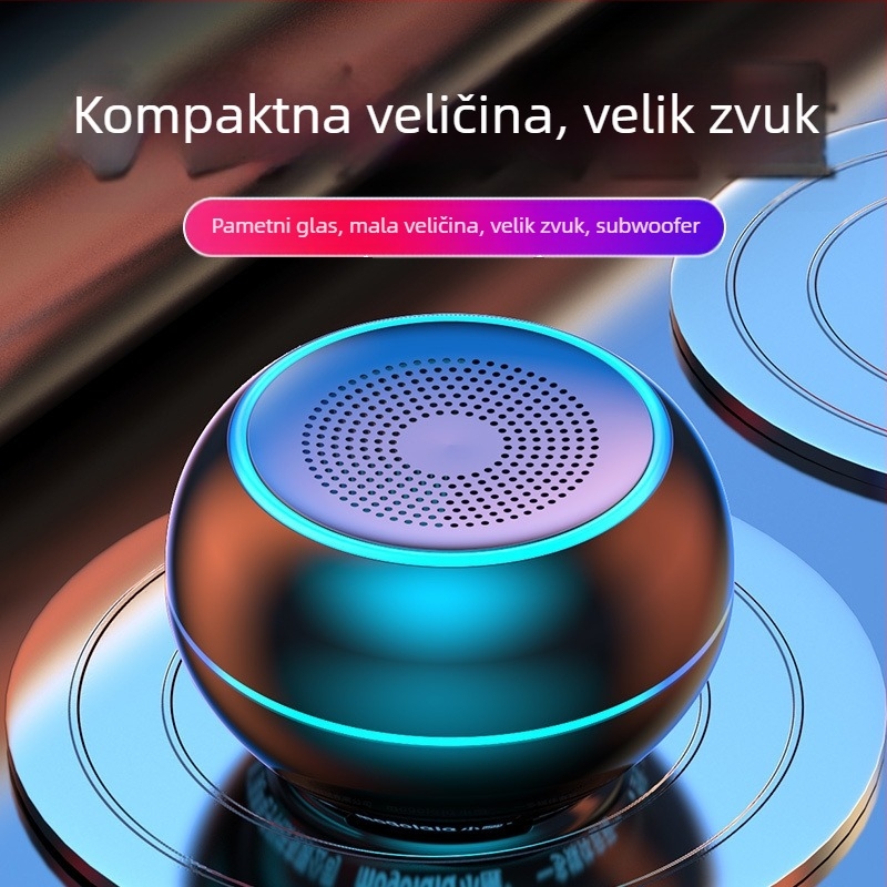 AI Pametni Bežični Bluetooth Mini Zvučnik sa Subwooferom, Prijenosno Aluminijsko Kućište, Ugrađena Baterija, MicroSD Utor, Hands-free Pozivi