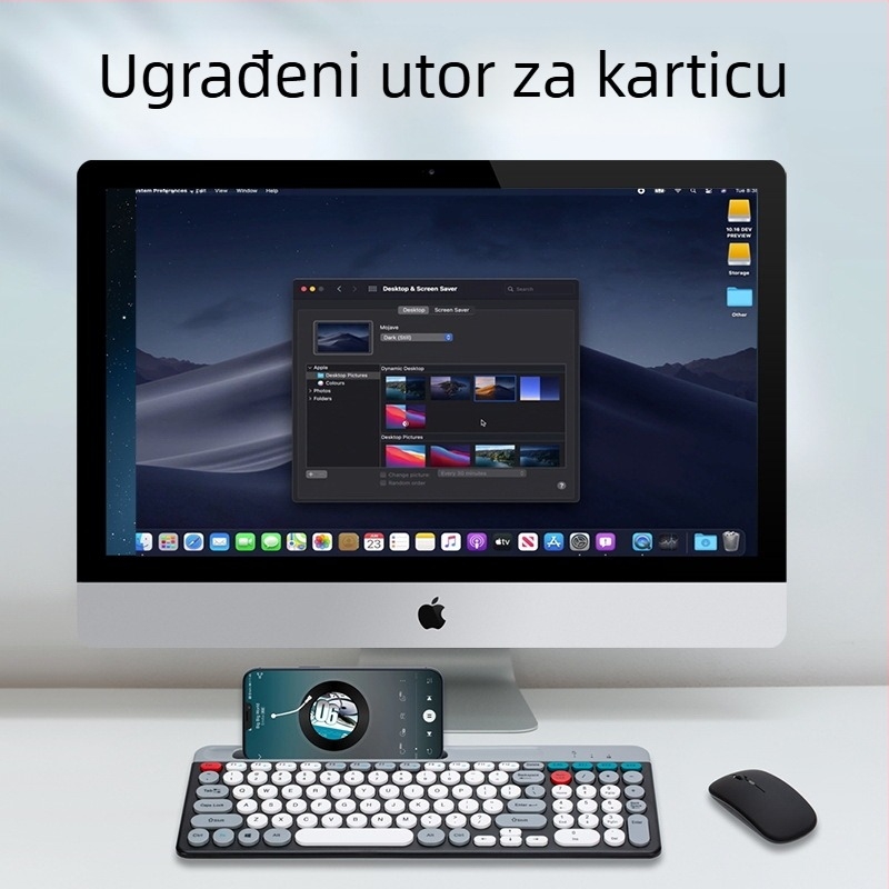 ZYG-806 Macaron bežični set tipkovnice i miša, dvostruki način, okrugle tipke, 88–98 tipki, ABS, vodootporan, 2.4G + Bluetooth