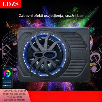 Aktivni auto subwoofer s LED osvjetljenjem, ultra tanki dizajn; maksimalna snaga 800W, 2,6 Ω, raspon frekvencija 20 Hz–150 Hz, osjetljivost >90 dB, THD <0,4%