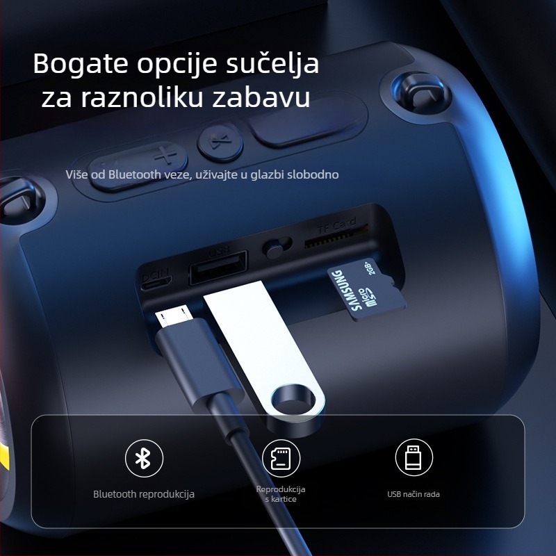 Bežični Bluetooth subwoofer zvučnik – za automobil, dom, stol i vanjske prostore, 3W, Bluetooth 5.3, 120Hz-18kHz, SNR ≥85 dB, ugrađena baterija