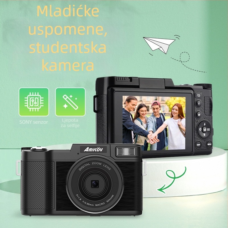 AMKOV Amkov-cdr2 digitalna mikro-SLR kamera s 30 MP senzorom, maksimalna rezolucija 6400×4800, senzor 2/3 inča, 3.0 inčni LCD, periskopni objektiv